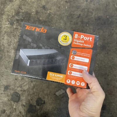 Tenda 8-Port Gigabit Desktop Switch SG108 NEW SEALED H34 - Image 1 of 3
