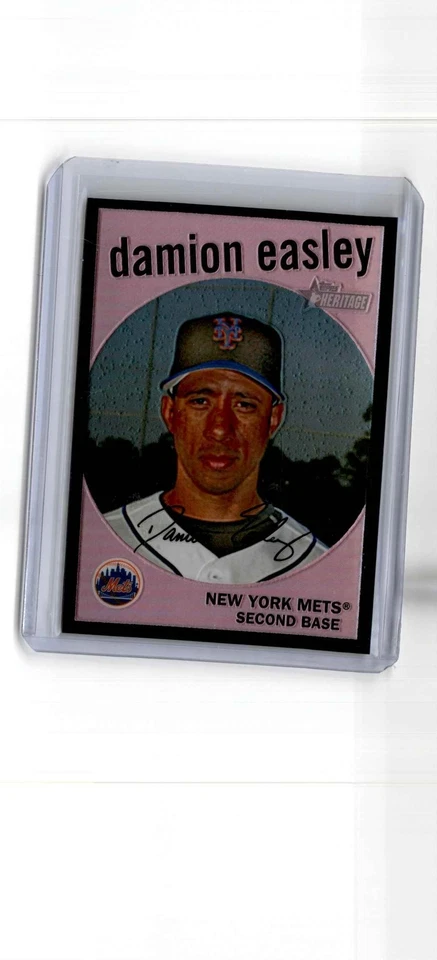 2008 Topps Heritage Chrome refrator preto Damion Easley 54/59 New York Mets - Imagem 1 de 2