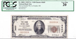 $20 1929 T1 National LA GRANDE Oregon OR 🇺🇸 PCGS Grade 20 🇺🇸 - Picture 1 of 2