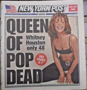 Whitney Houston Dead Trbute New York Post 12.02.2012 - Bild 1 von 3