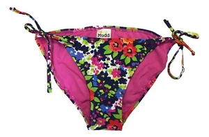 MUDD Size XS S M L XL Blue Multi Color Floral String Bikini Bottoms NEW  - Picture 1 of 2