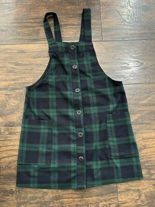 Zara Kids Little Girls Size 11-12 Dress Button Down Plaid Green Blue - Picture 1 of 3