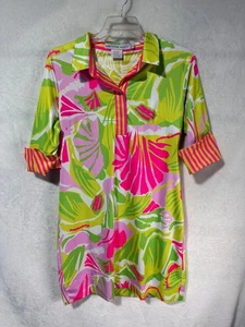 Gretchen Scott Everywhere Pink Green Dress Floral Tropical Size Goddess XXL - Picture 1 of 11