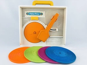 Fisher Price Spieluhr Plattenspieler 4 Schallplatten von 1987 Vintage funktioniert! Video! - Bild 1 von 10