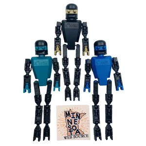 (3) K’NEX / Knex Action Figures – Teal Blue Black Robot People Men Parts - Picture 1 of 2