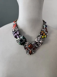 Shourouk Rainbow Statement Necklace Swarovski Crystals Bling - Picture 1 of 12