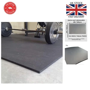 Handelsübliche Gummi Fitnessstudio Bodenbelag Matte 12 mm - wasserdicht & stoßdämpfend - Bild 1 von 10