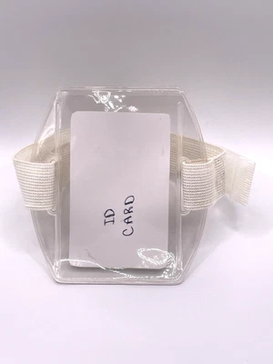 Brazalete Porta Insignia Foto Identificación Vinilo Vertical con Correa Blanca Unidad Única Foto 1 de 4