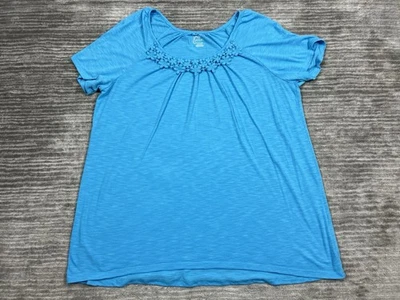 Топ женский Just My Size JMS 3X синий с коротким рукавом смесь полиэстера - Изображение 1 из 4