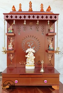 Wooden Temple with LED Light Home and Office Home Temple Pooja Mandir - Picture 1 of 8