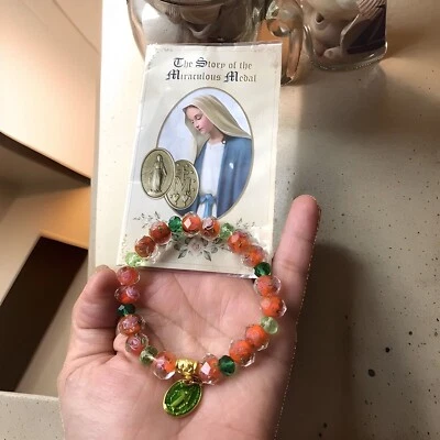 New Miraculous Virgin Mary Healing Rose Orange Color Medal 12 mm  Hurry! 1 M-3 - Image 1 of 3