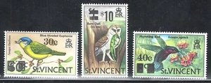 St Vincent Mint MNH NH SC# 364/366 complete surcharged bird set fauna 1973 - Picture 1 of 2