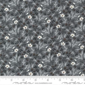 Tiny, White Floral, Rust-Red Dot, Gray, Rustic Gatherings, Moda Fabric, 49201-17 - Picture 1 of 1