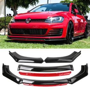 For VW Golf GTI MK6 MK7 MK7.5 12-20 Front Bumper Lip Splitter Spoiler Black+Red - Picture 1 of 11