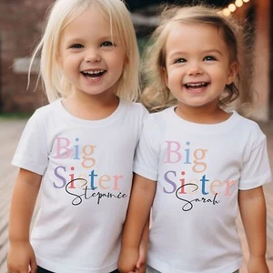 Matching Sisters T-shirts | Kids Personalised Tees | Big Sister Shirt | Littl... - Picture 1 of 8