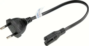 Netzkabel (Flachstecker auf Euro-8). 30cm. 0,3m. kurz. schwarz. - Bild 1 von 6