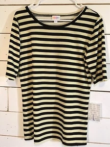 NEU LuLaRoe Gigi Hemd Large schwarz gelb gestreift Etikett angebracht - Bild 1 von 5