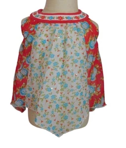 Baby Girls Floral Print Sheer Overlay Red White Top 18M By Little Lass - Picture 1 of 8