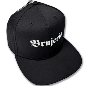 BRUJERIA New Black Cotton Snapback Cap Flat Peak Hat - Picture 1 of 8