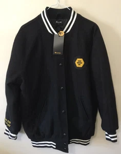 Chaqueta universitaria Bumble Social Dating App negra acolchada bombardero talla S invierno - Imagen 1 de 12