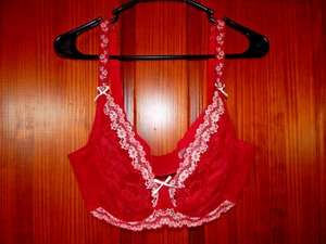 ELIXIR SEXY RED FLORAL LACY BRA, UNDERWIRE, MESH LINING, SIZE 36 F, G30733, NWOT - Picture 1 of 3