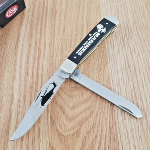 Case XX USMC Trapper Pocket Knife Stainless Steel Blades Smooth Synthetic Handle - Picture 1 of 14