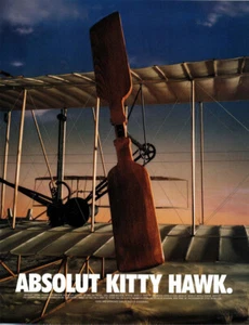 1997 anuncio impreso vintage - vodka Absolut - Suecia - aviación Kitty Hawk - Imagen 1 de 1