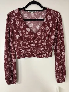 Boho Whimsical Long Sleeve Crop Top Wall Flower - Picture 1 of 10