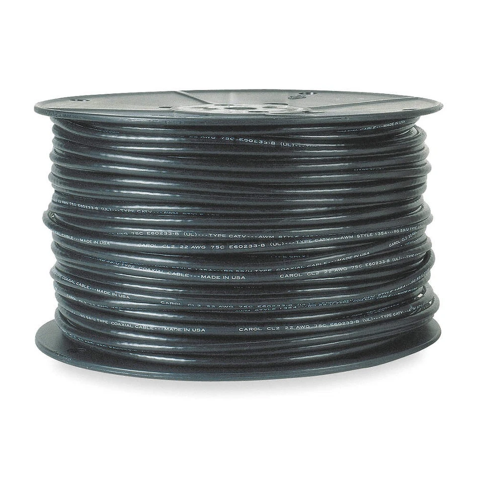 CAROL C1202 Data Cable,2 Wire,Black,100ft 20LA22 - Image 1 of 1