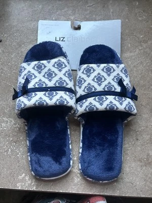Chinelos femininos Liz Claiborne 9-10 azul espuma com memória novos com etiquetas - Imagem 1 de 4