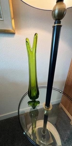 "Florero oscilante Viking 4 dedos 4 dedos pedestal verde brillante 20"" - muy raro - MCM" - Imagen 1 de 10