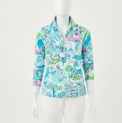 ⚓ Sudadera Lilly Pulitzer Skipper Popover UPF 50+ NUEVA CON ETIQUETAS Azul Susurro Talla: M + L Foto 1 de 4