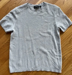 THEORY Womens Tolleree Feather Soft 100% Cashmere SS Sweater Powder Blue Size M - Picture 1 of 8