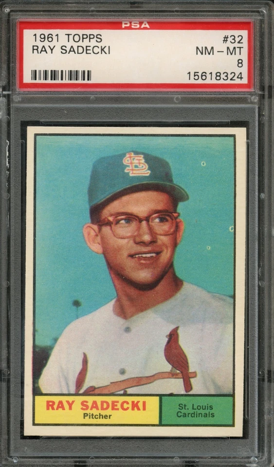 BB - 1961 - Topps - #32 - Ray Sadecki - PSA 8 - NM-MT - Image 1 of 2