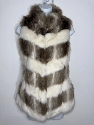 Chaleco Casa Blanca Mercado Negro Chevron Rayas Imitación Piel Marrón Blanco Mujeres XXS Foto 1 de 4