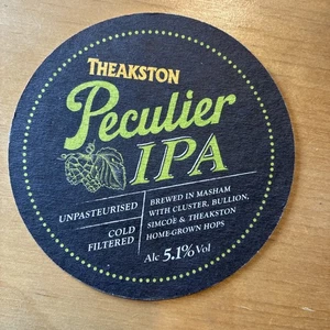 UNUSED THEAKSTON PECULIER IPA MASHAM YORKSHIRE DRINKS BAR BEER MAT - Picture 1 of 1