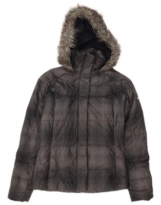 Chaqueta acolchada con capucha de gran tamaño COLUMBIA para mujer UK 6 XS gris a cuadros AS01 Foto 1 de 3