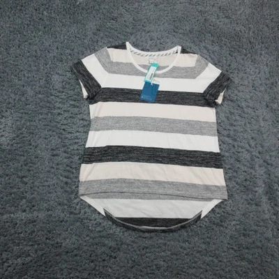 Market & Spruce Shirt Womens XL Off-White Black Gray Juuna Hi Lo Knit Stripe NWT - Image 1 of 4