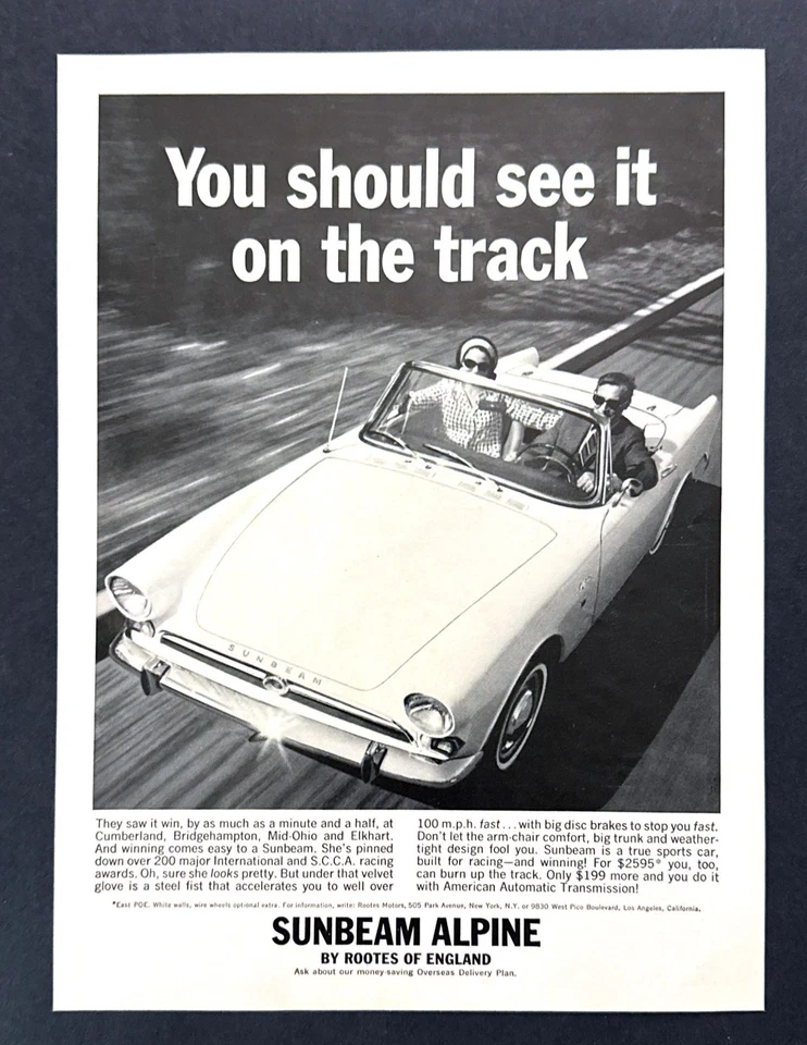 Foto convertible Sunbeam Alpine 1964 "See It on the Track" anuncio impreso vintage Foto 1 de 1