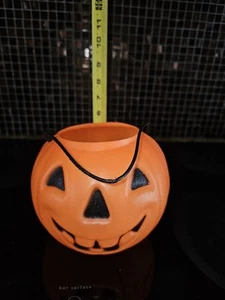Vntg SMALL Blow Mold PUMPKIN PAIL JACK-O-LANTERN CANDY Bucket 5 1/2" TALL - Picture 1 of 10