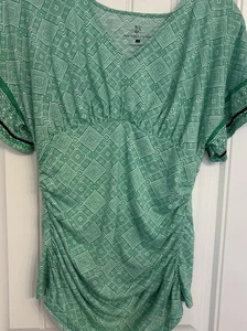 NY&C Size Small V-Neck Short Sleeve Maternity Top W/Ruching On SidesEmpire Waist - Picture 1 of 7