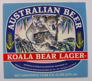 Northern Brewing Co. KOALA BEAR LAGER beer label AUSTRALIA 12.68ml for export - Picture 1 of 1