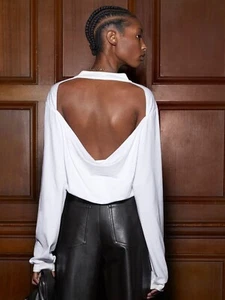 ALC Troy Drape Back Tee Top White Cotton Size XS Relaxed - Picture 1 of 5
