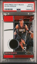 2005 Topps Finest Fact RELICS ALLEN IVERSON PSA 10 GEM MT /1629 76ers HOF 💎