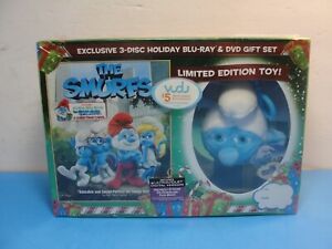 The Smurfs NIB 3 Disc Holiday BLU-RAY & DVD  Gift Set With Toy Exclusive
