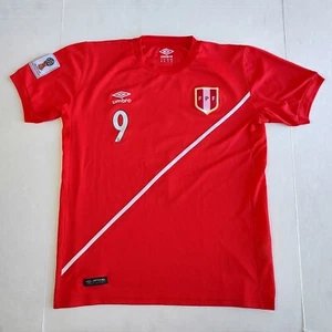Peru FPF National Team Guerrero Jersey M Red Umbro Russia World Cup 2018 Soccer  - Picture 1 of 11