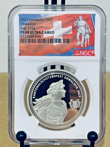 2023 Switzerland S50F Obwalden Hab-116a NGC PF68UCAM #2137548-090 Cover