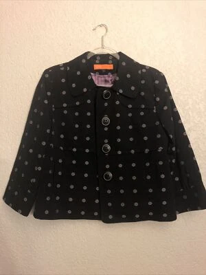 Chaqueta para mujer Cynthia Cynthia Steffe talla 10 negra bordada cuello Peter Pan  Foto 1 de 3