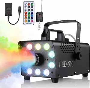 500W Nebelmaschine RGB 10 LED DJ Bühnenbeleuchtung Halloween Party Disco Show - Bild 1 von 6