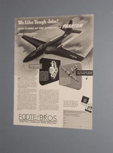 Foote Bros 1947. ANUNCIO CON EL AVIÓN DE COMBATE MCDONNELL FH PHANTOM JET - Imagen 1 de 1